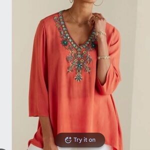 NEW soft surroundings Paulina pullover gauzy boho top